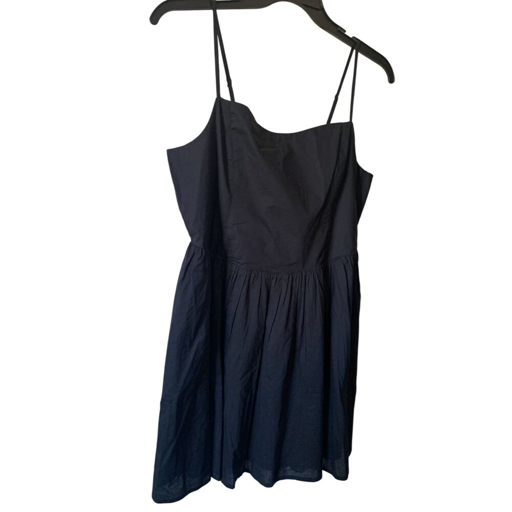 Nordstrom Large Black Sleeveless Cotton Dress Adjustable Spaghetti Strap Smocked
